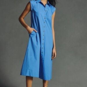 Anthropologie Cap-Sleeve A Line Shirt Dress Small